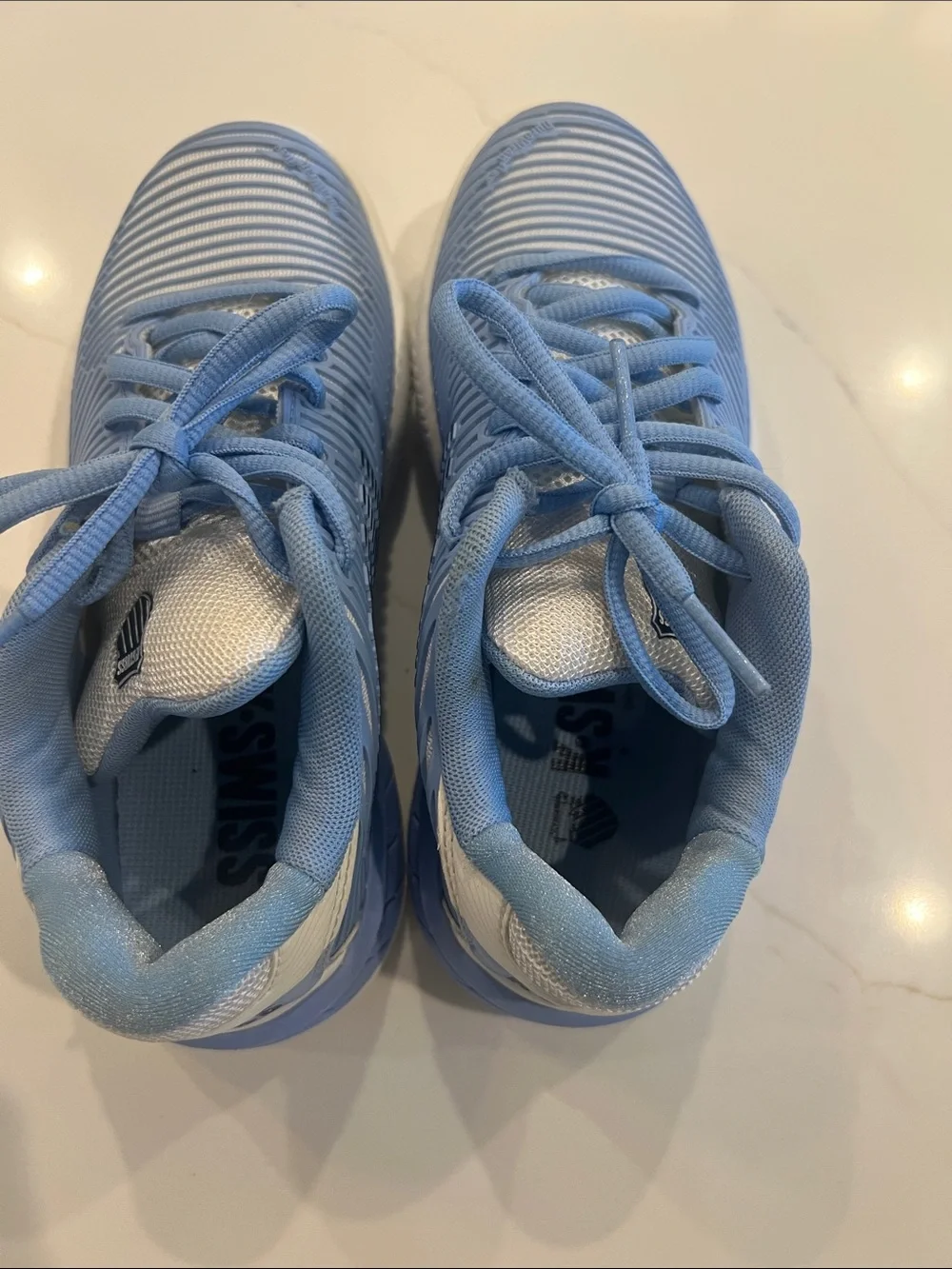 K-Swiss Kids Light Blue and White Hypercourt Tennis Shoes
